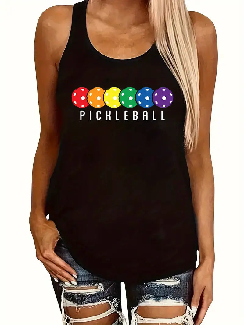 Tank Top - Colourful Pickleball Design